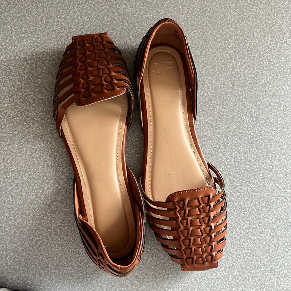 JF Brown Woven Flats